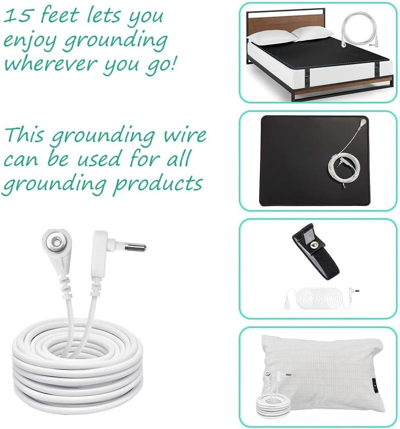 Amerthing Grounding Cord for Grounding Products Universal Grounding Wire 15ft White Replacement Long Grounding Cable for Mat (Cord) - Image 3